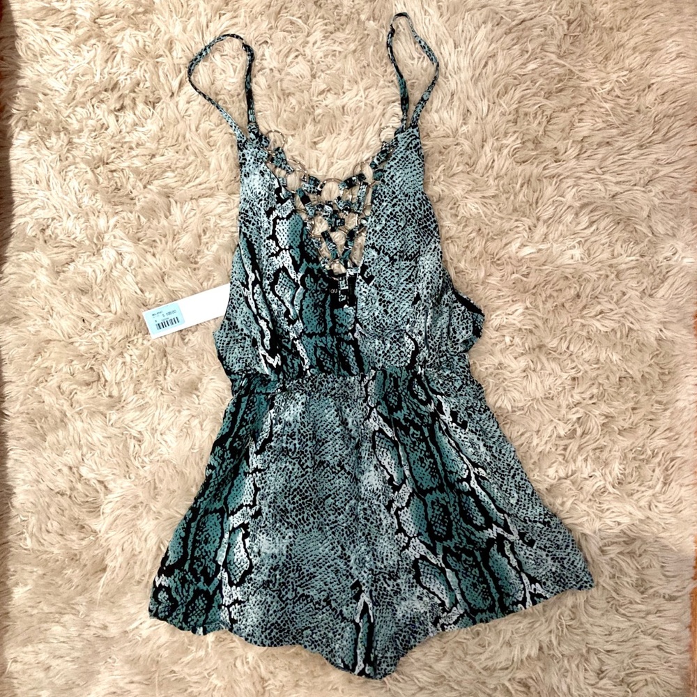 NWT LF Blue Snakeskin Romper